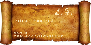 Leirer Henriett névjegykártya
